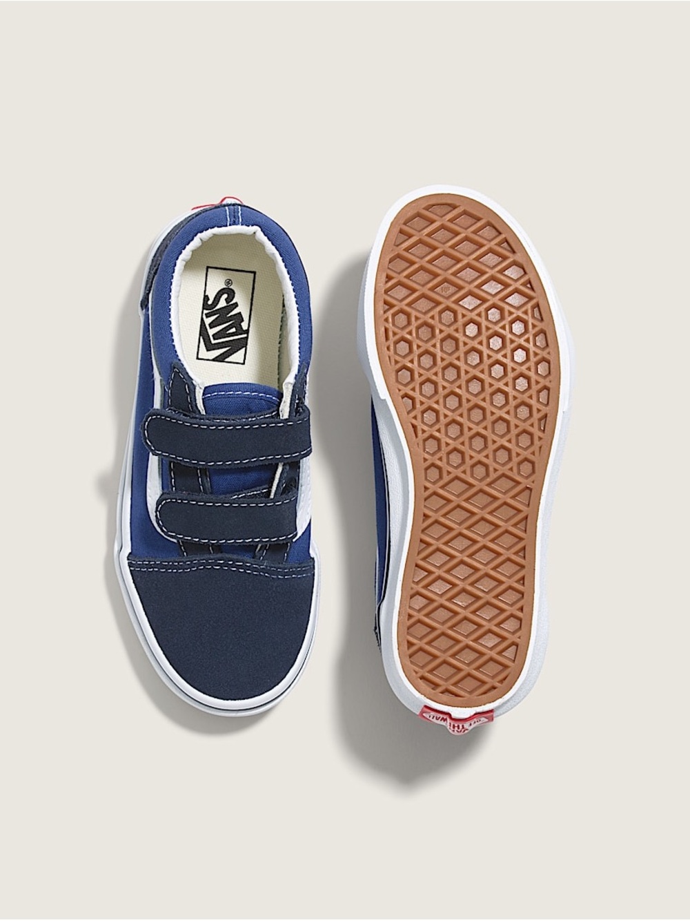 Vans Kids Navy and White Velcro Old Skool Sneakers - Picture 2 of 7